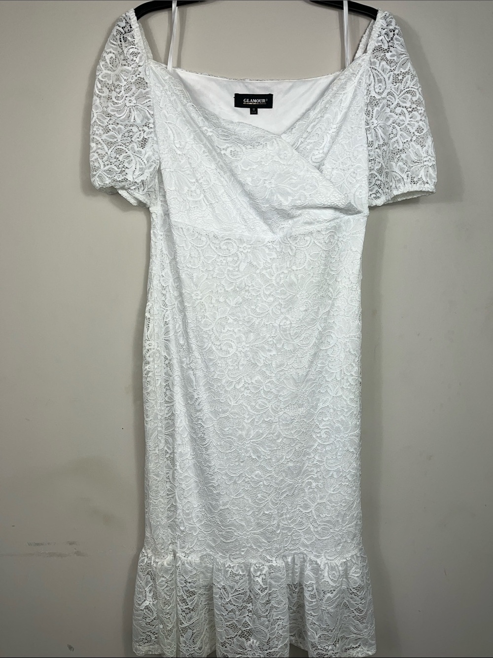Glamour White Lace Midi Dress | Romantic Cottagecore Dress Size 10